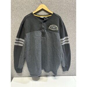 Harley Davidson Black Gray 1/4 Button Henley Sweatshirt Size 2XL